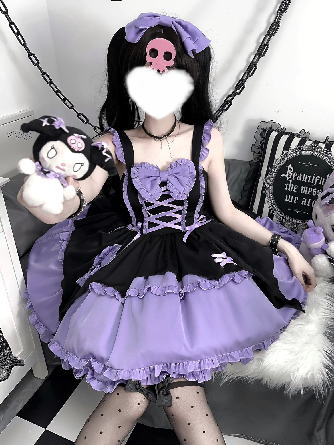 Emma Witchy Black and Purple Perfect Dress Cute ON808