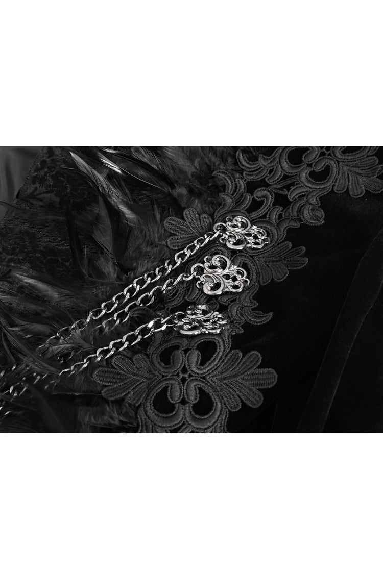 Women's Gothic Jacket with Embroidery and Trumpet Sleeves