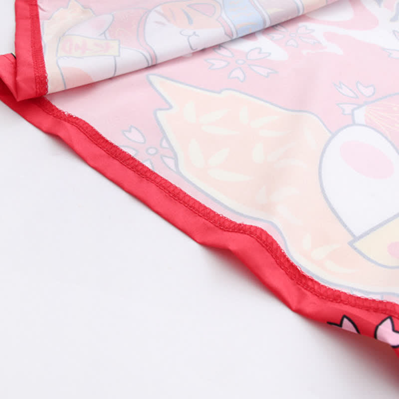 Kimono-Oberbekleidung mit Cardigan und Glückskatzen-Print