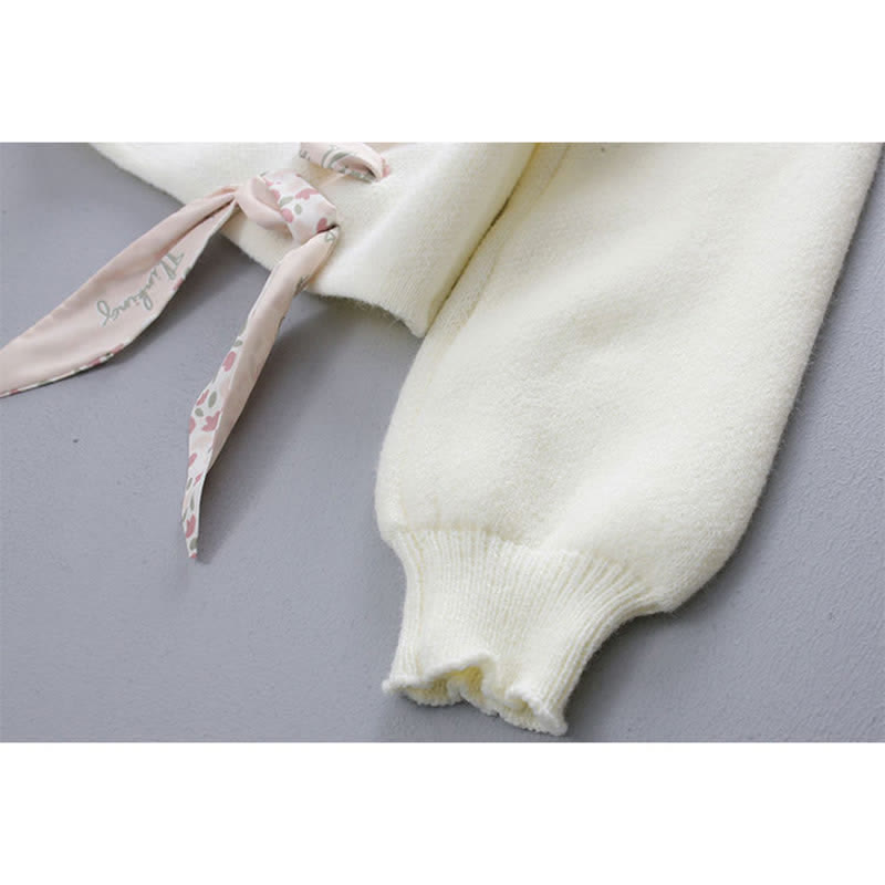 Sleeve Pants Stripe Letter Sweater Denim Sweet Casual