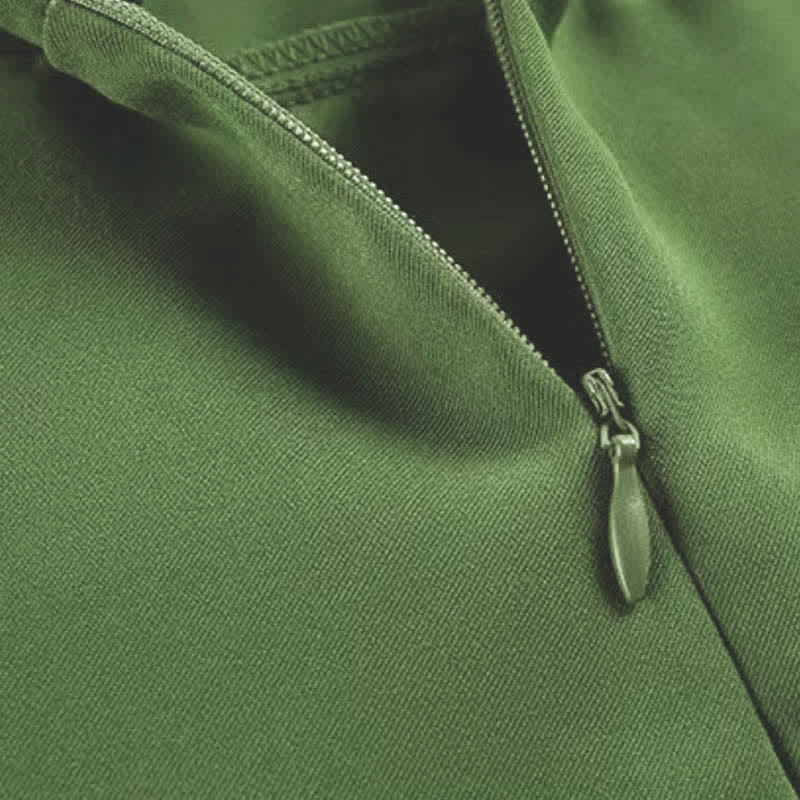 Dress Drawstring Split Sweater Green Cardigan Slip Crop