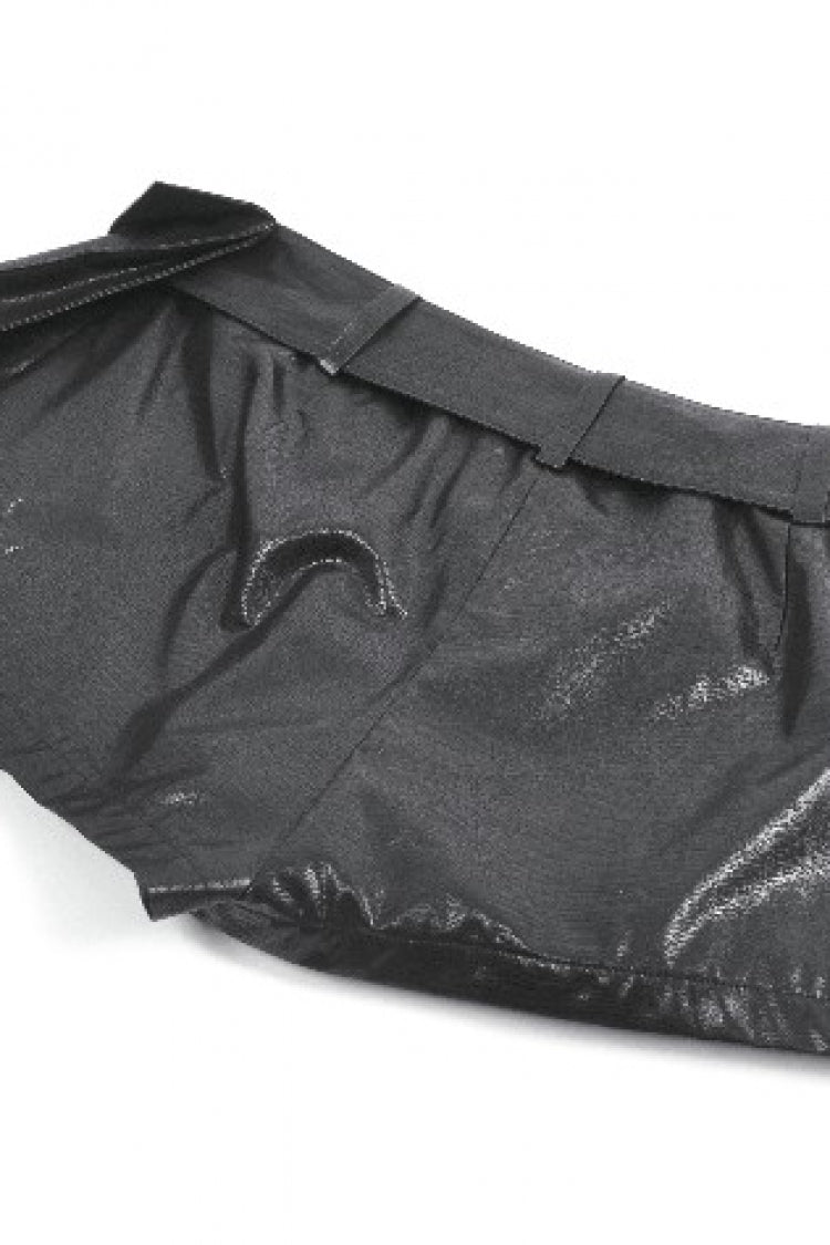 Punk Shorts with Eyelets and Asymmetric Pleated Belt