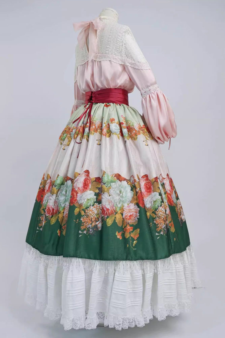 Emerald Rainy Season Garden Ruffle Sweet Lolita Skirt
