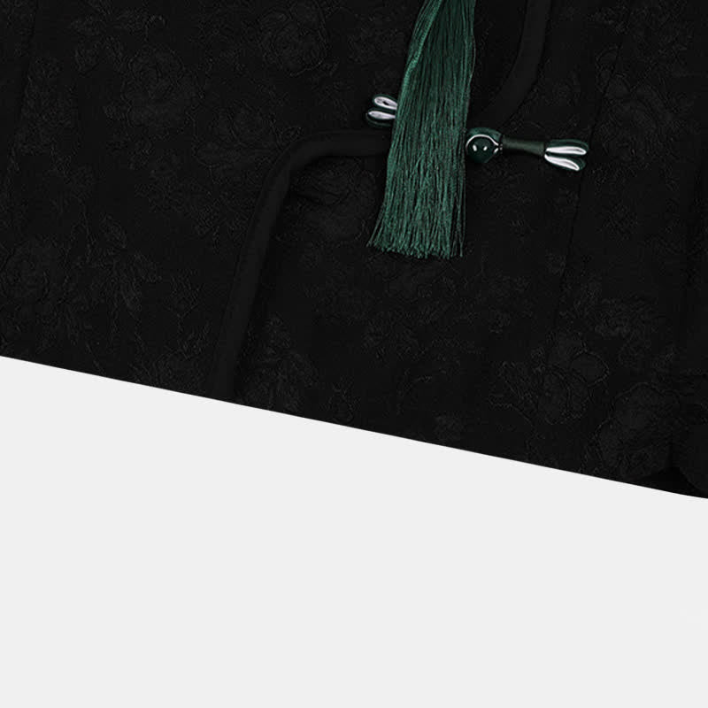 Tassel Shirt Vintage Up Waist High Lace Skirt Black Pleated