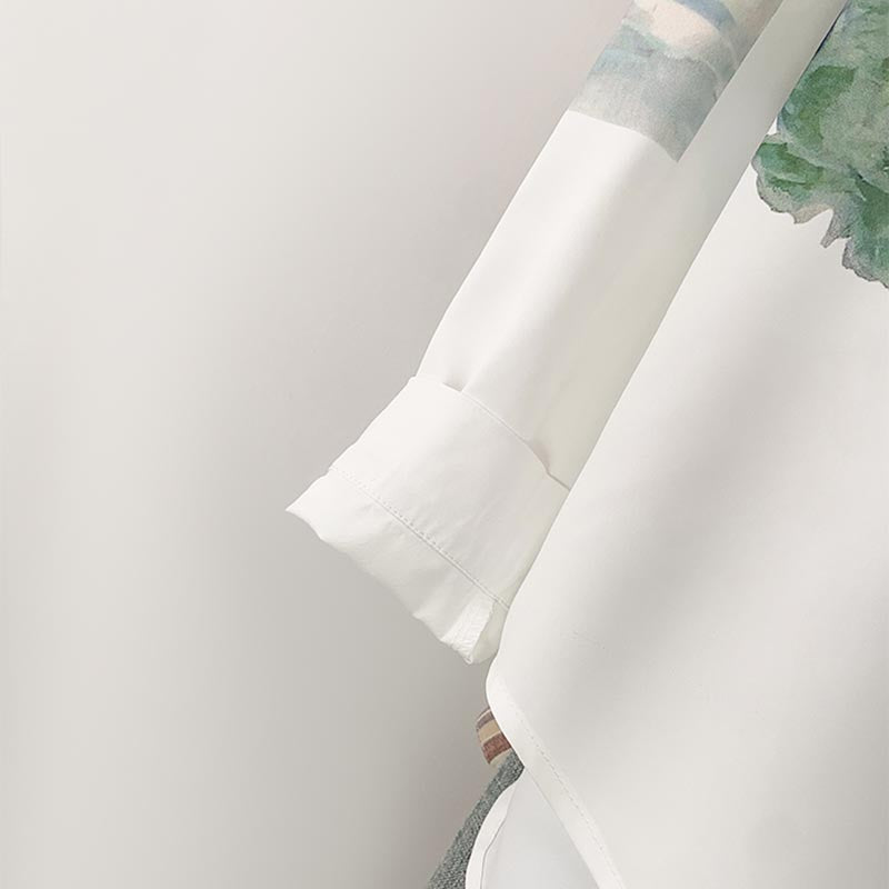 Chemise boutonnée à manches longues et blocs de couleurs