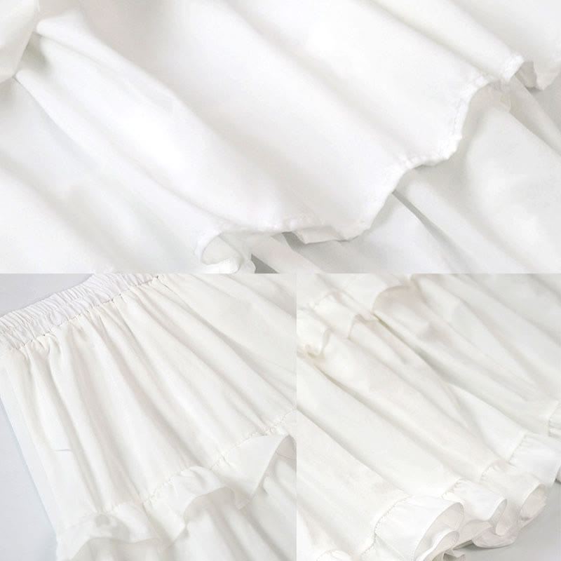 Top Flouncing Crop Skirt Blue T-shirt