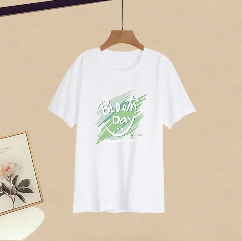 Pieces Print Three Letter Plaid Pantskirt Wide Shirt Leg T-shirt Set