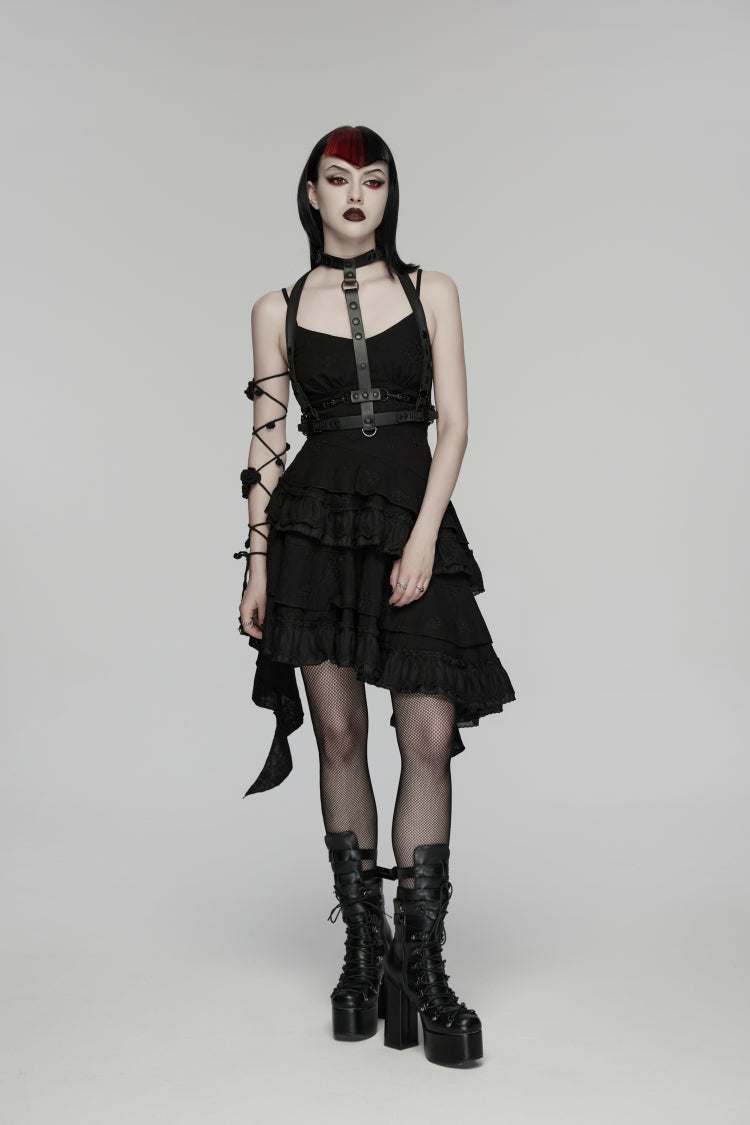 Embroidered Floral Asymmetric Gothic Jsk Dress