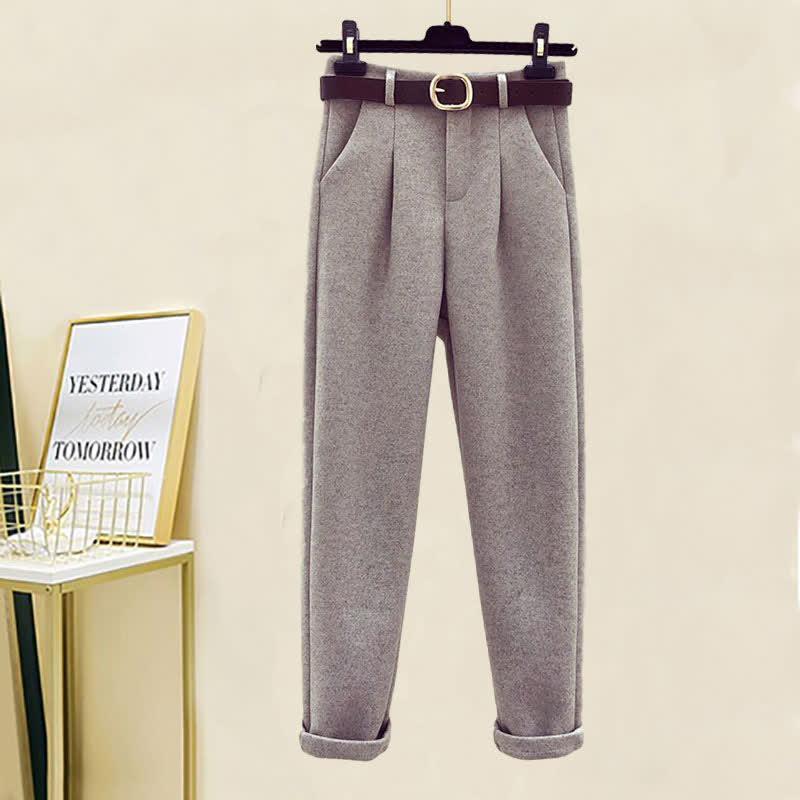 Pants Loose Turtleneck Sweater Pure Color Coat