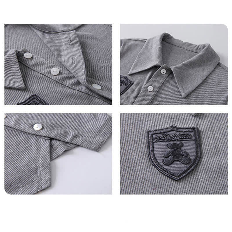 Set Pants T-Shirt Denim Polo Embroidery Ripped