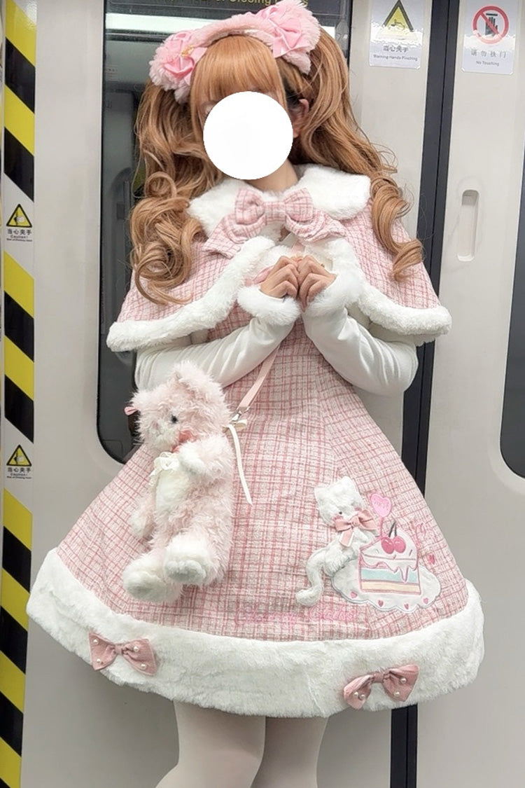 Pink Print Embroidery Bow Sweet Princess JSK Dress