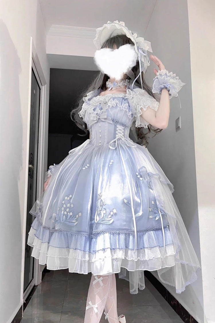 Multilayer Ruffled Embroidered Bow Sweet Princess Lolita JSK
