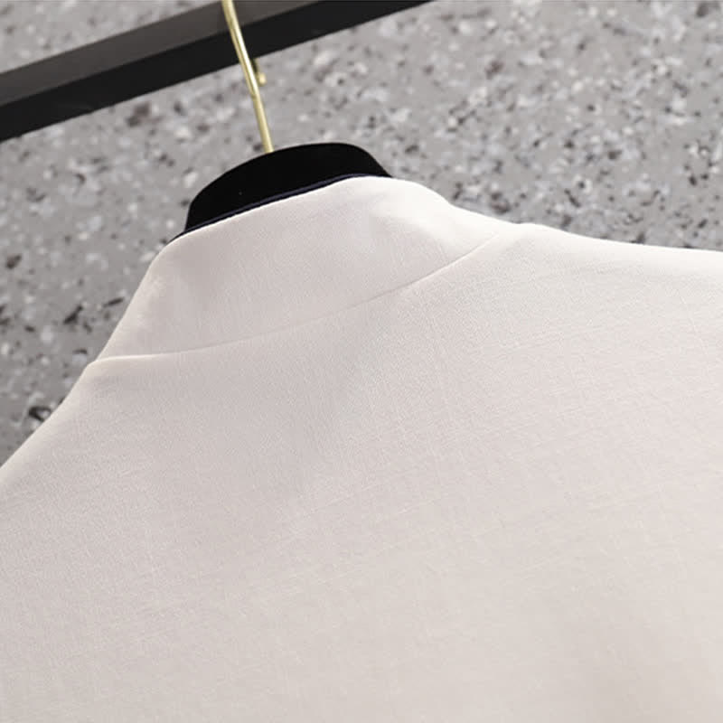 Elegant Shirt Deer Embroidery Buckle Skirt