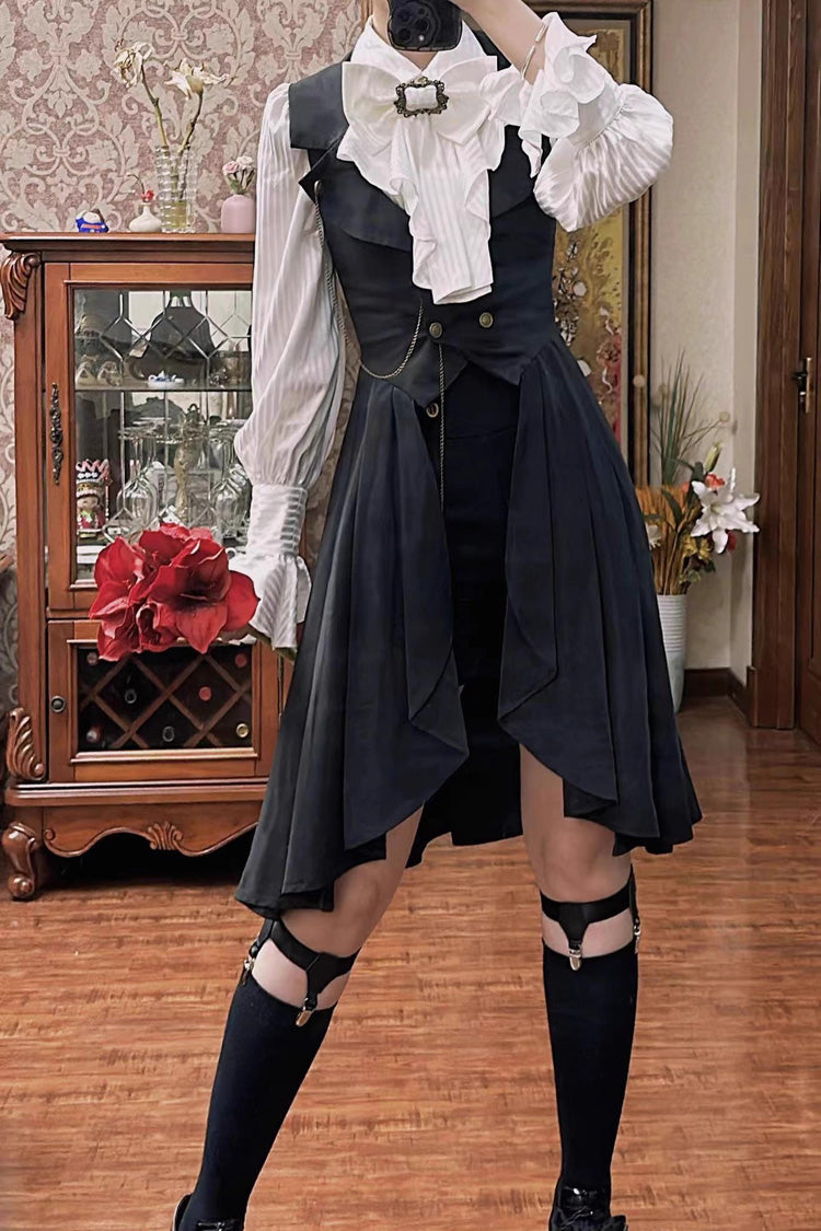 Sleeveless Ruffle Gothic Prince Long Vest