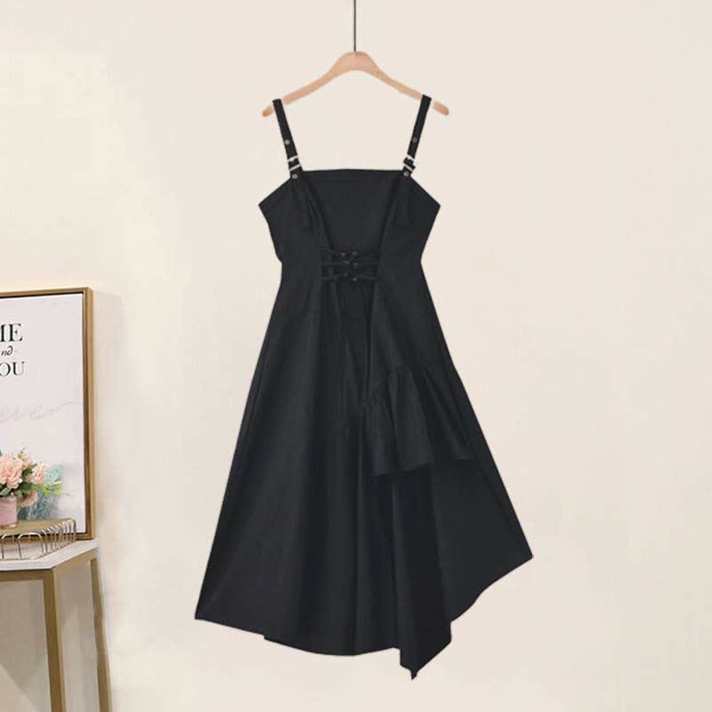 Short Cross Pieces Two Hoodie Irregular Up Slip Lace Dress