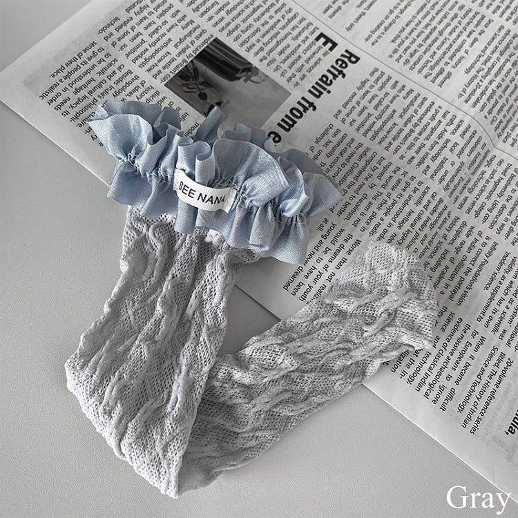 5 Color Options Floral Pattern Lace Trim Underknee Stockings