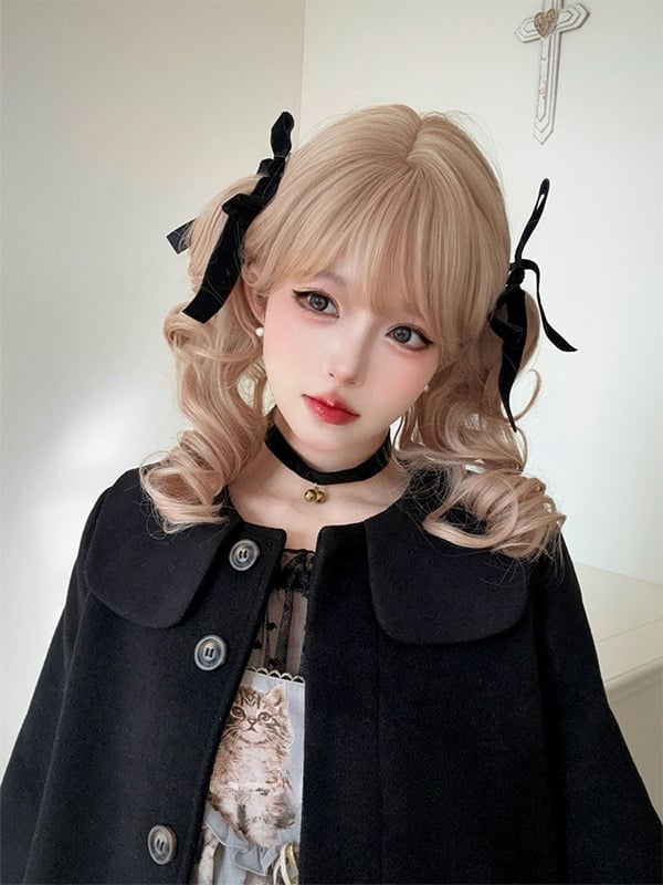 Blonde Short Bob Cut Synthetic Wig Double Ponytail Claw Clips