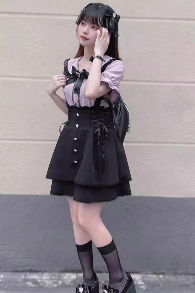 Jirai Kei High Waist Bowknot Lace Lace-Up Sweet Lolita Skirt 2 Colors