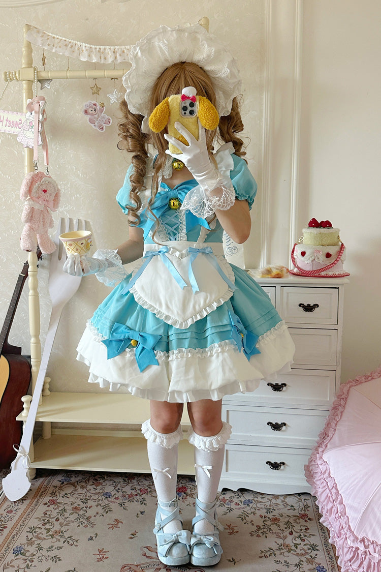 Sweet Lolita Skirt Set with Ruffle Bowknot and Bell Meow Design