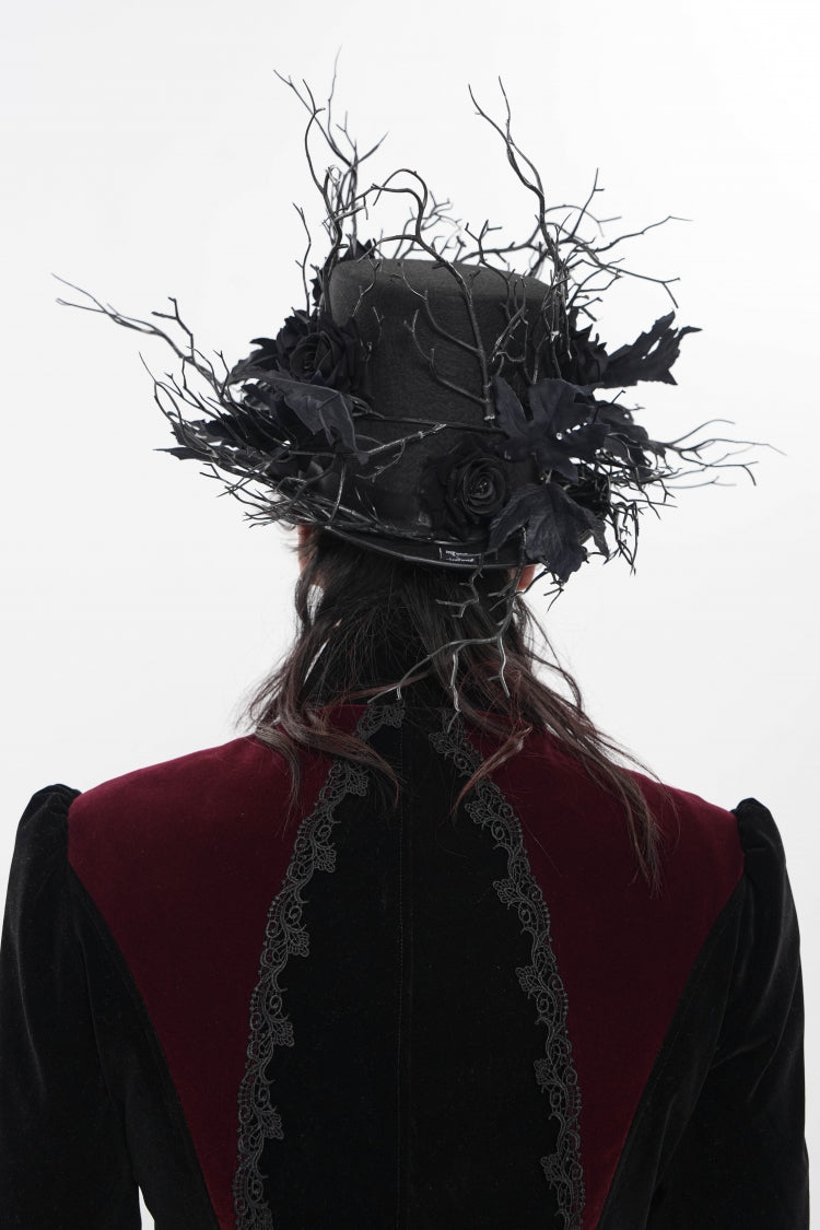 Gothic Hat with Rose Leaf and Branch Motif
