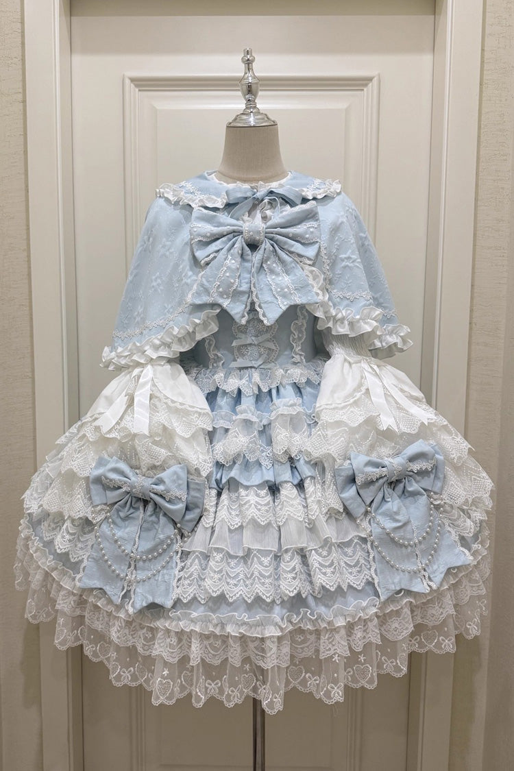 Sleeveless Multilayer Ruffled Hanayome Cardigan Bow Lace Lace-Up Sweet Lolita JSK