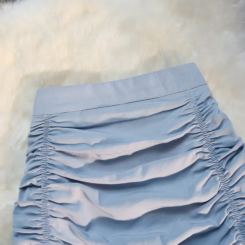 T-Shirt High Bowknot Waist Puff Ruffled Skirt Sleeve