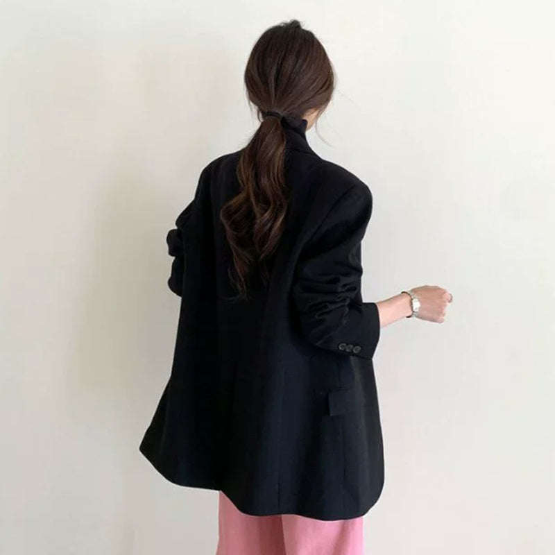 Cardigan chic Blazer à revers de couleur pure