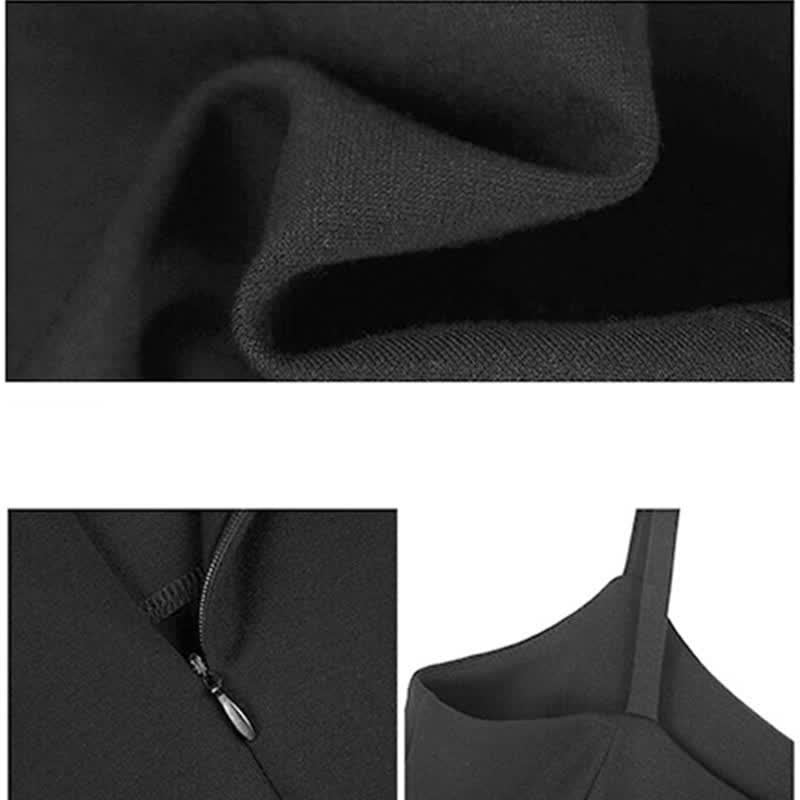 Elegant Ruffled Dress Lace Irregular Cross Up Slip Sweater Knit