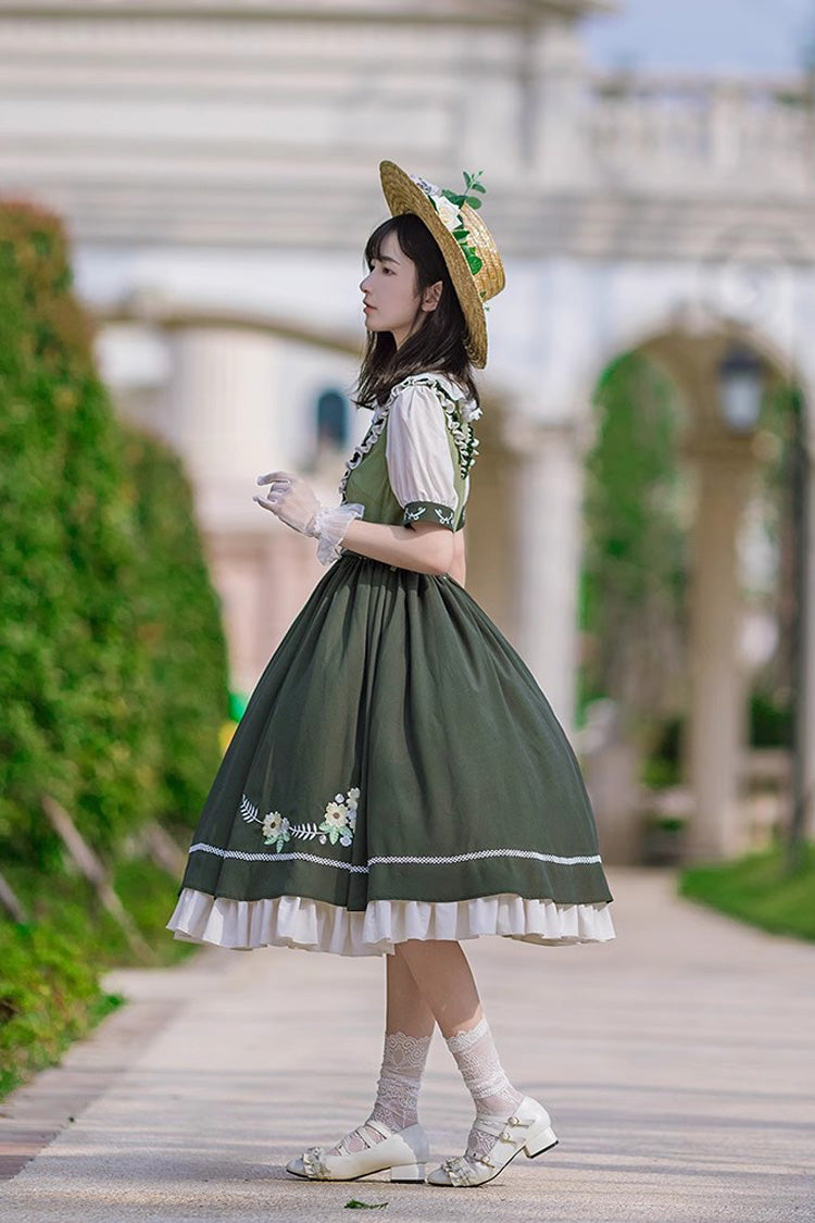Embroidered Doll Collar Short Sleeve Classic Lolita Gown