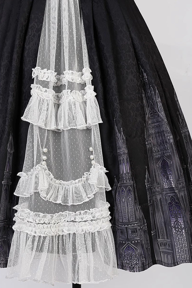 Vintage Lolita JSK Dress with Lace Print