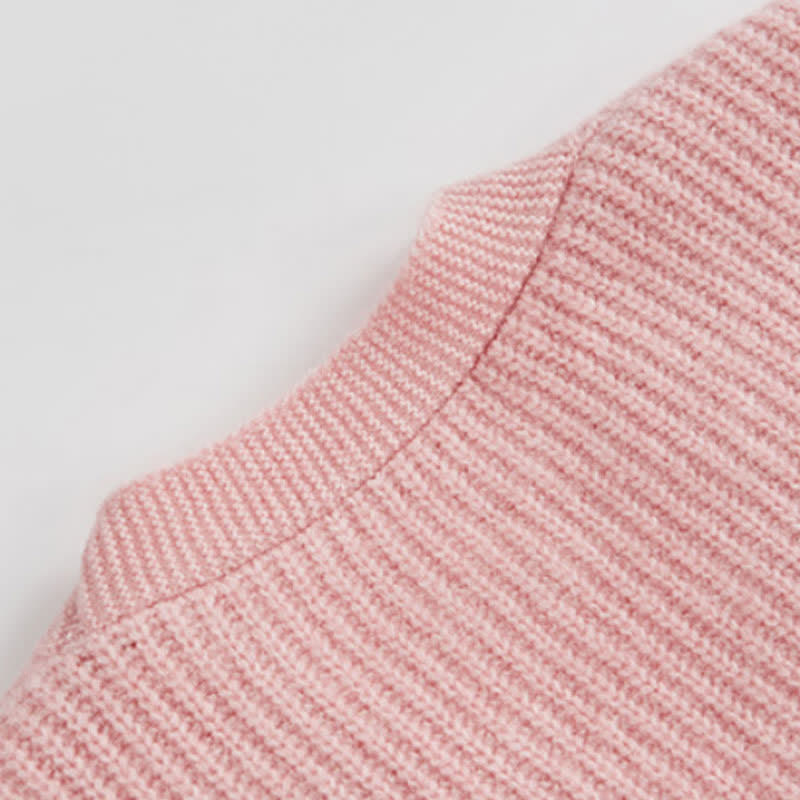 Dress Knot Irregular Suspender Sweater Pink Knit Cardigan Bow