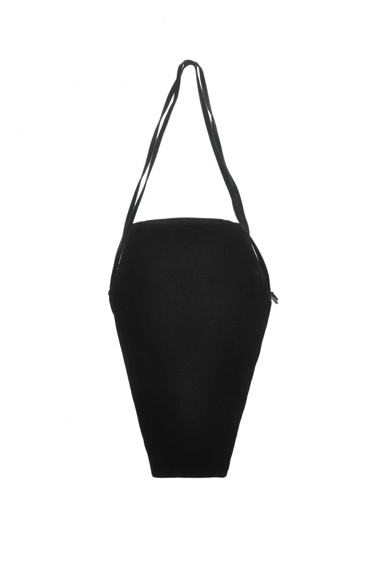 Gothic Women's Handbag with Embroidered Horned Motif and Chain