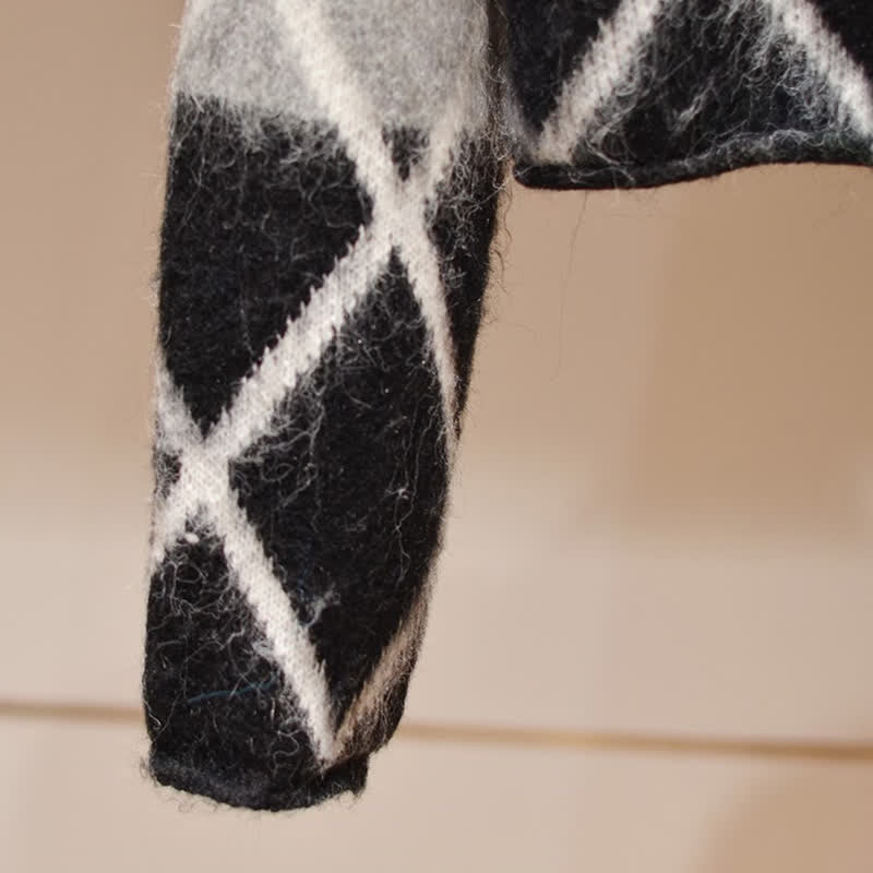 Sweater Long Skirt Stripe Rhombus Colorblock