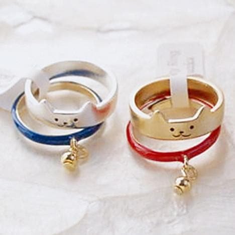 Golden/Silver Cutie Kitty Cat Bell Ring SP153289