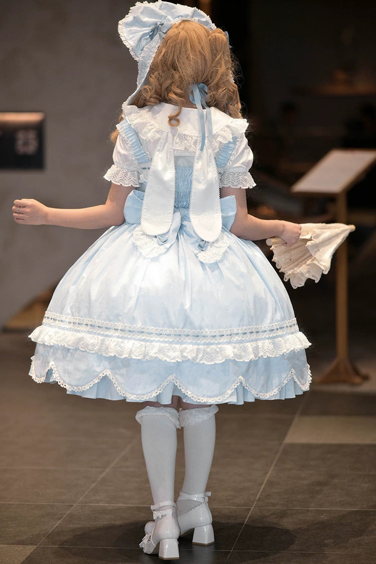 Cotton Sleeveless Lace-Trimmed Sweet JSK with Bow Details