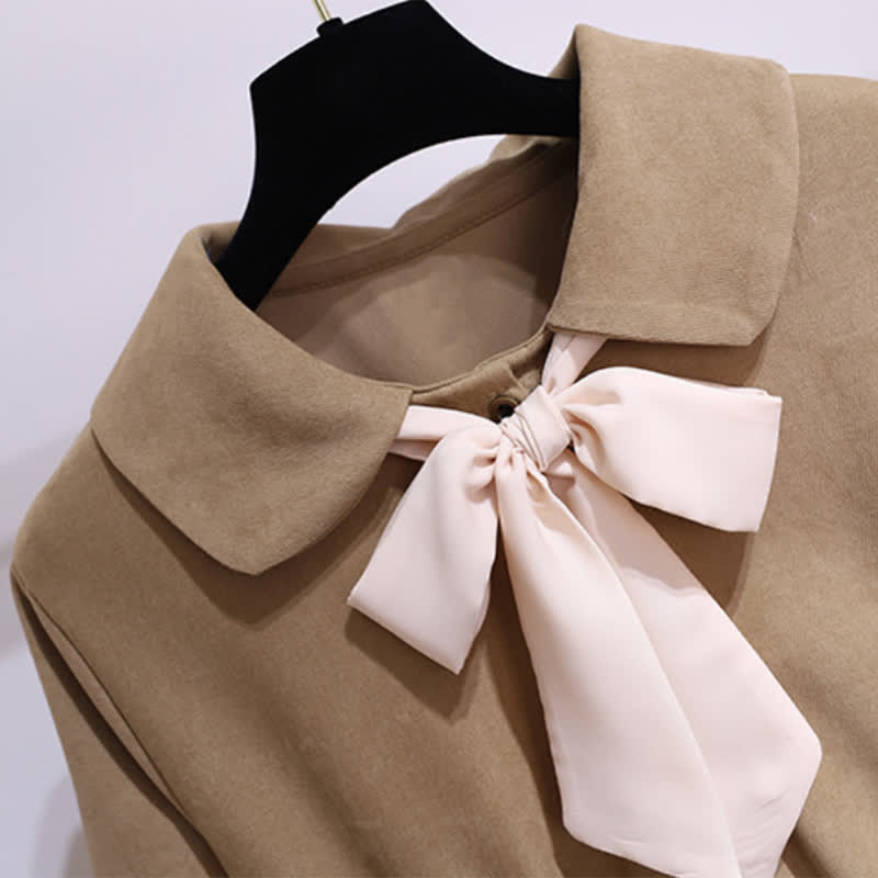 Elegant Dress Cable Knit Sleeve Long Lapel Sweater