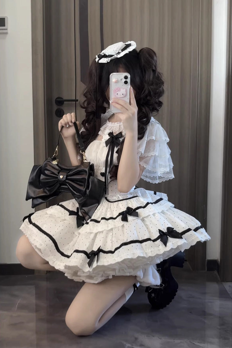 Polka Dot Ruffle Sleeveless Sweet JSK Dress