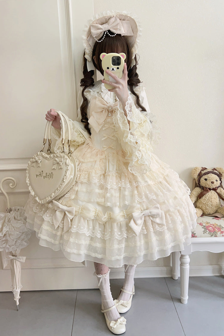 Beige Dream Prologue Doll Multi-Layered Bow Lace Dress