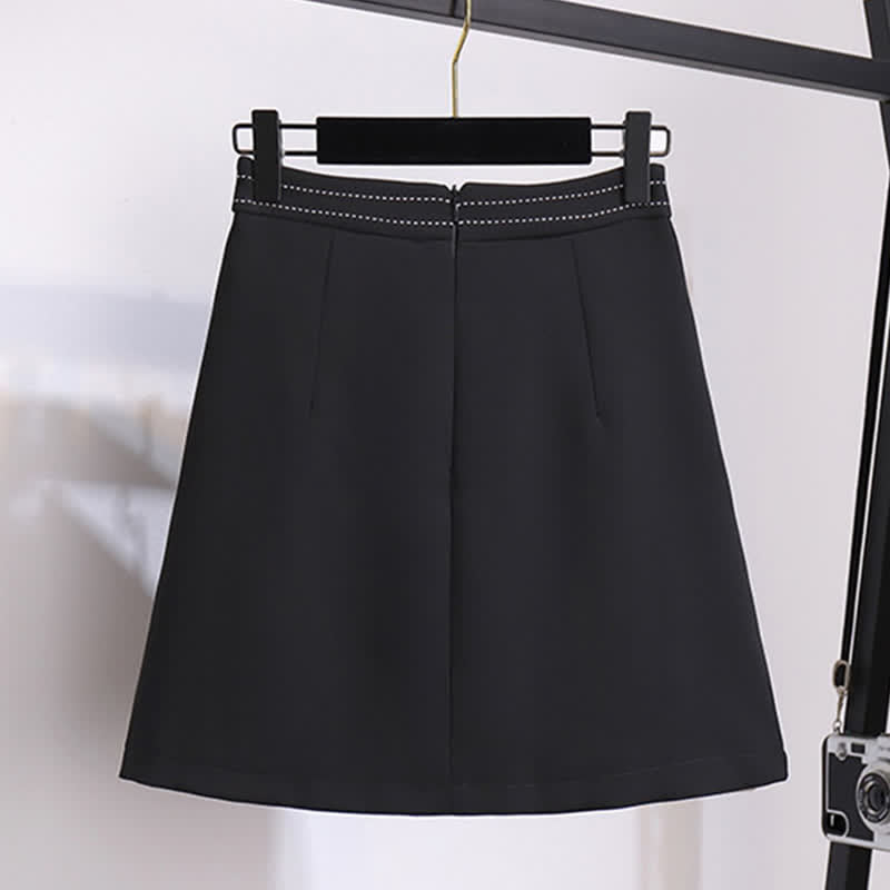 High Front Skirt T-Shirt Button Waist Chiffon