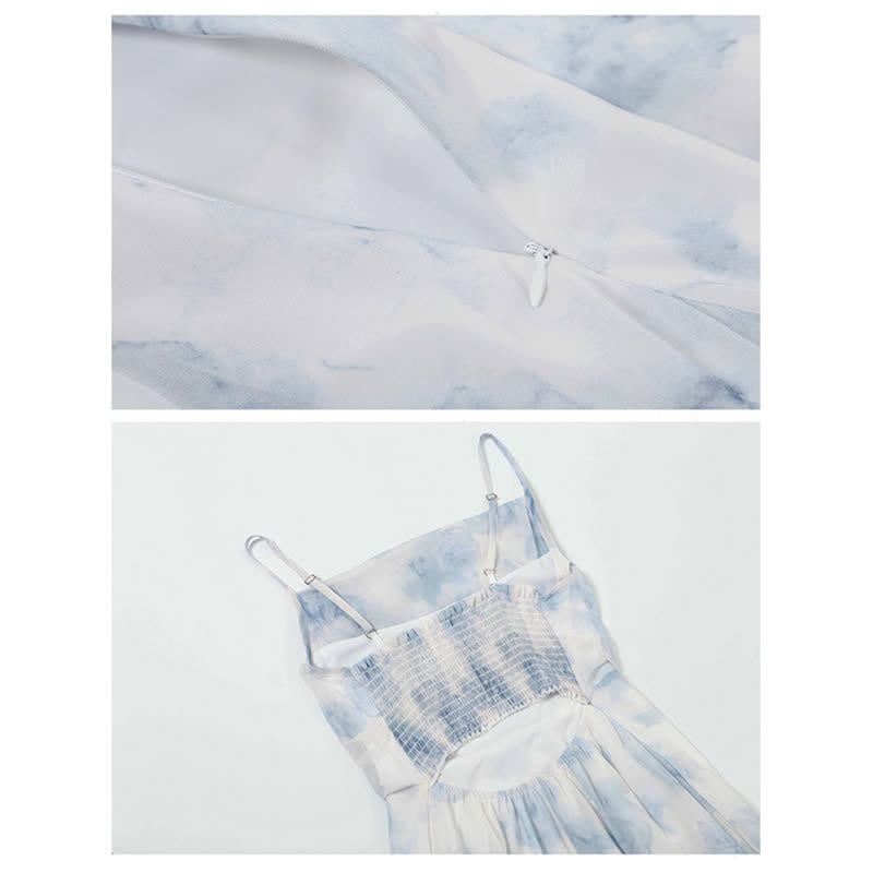 Floral Slip Print Chiffon Dress Cardigan Set Sweet