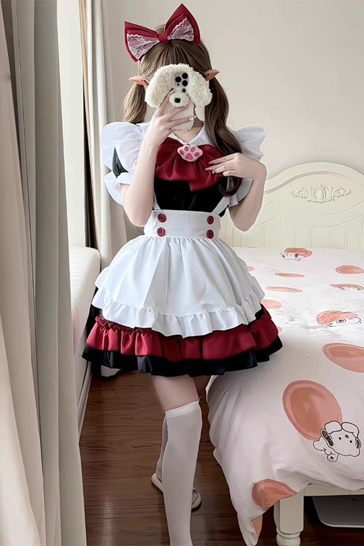 Vampire Bowknot Gothic Lolita Dress with Ruffled Sleeves - Noir