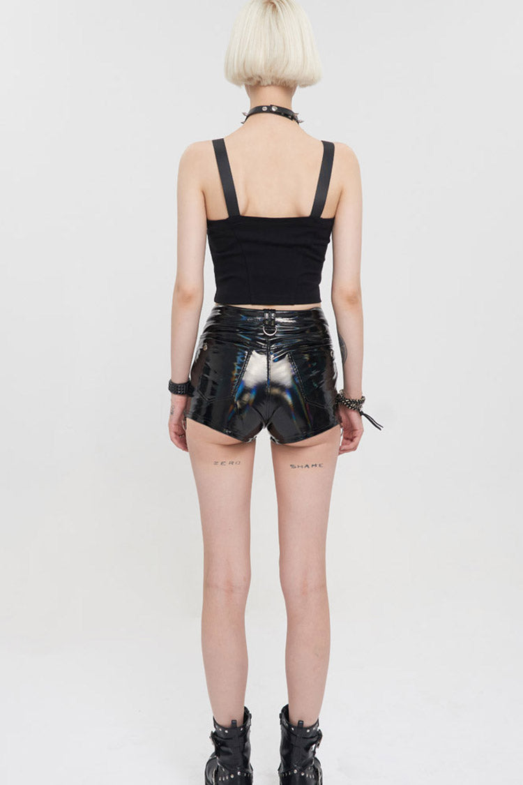 Dark Adjustable Strap Knit Corset Vest with Front Snap Zippers