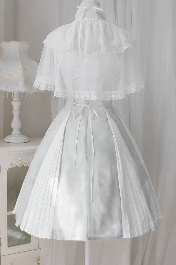 White Summer Dream Lotus Sleeveless Chinese-Style Sweet Qi Lolita JSK Dress