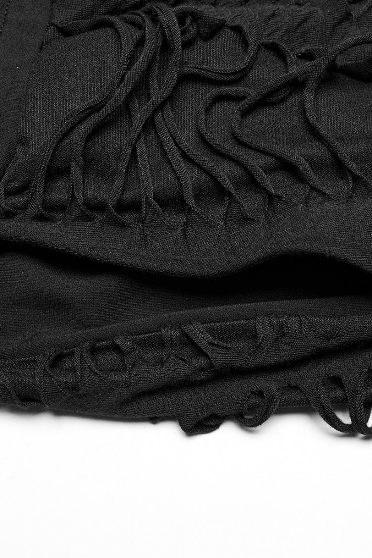 Men's Gothic Loose Pants with Horizontal Striped Ripped Distressed Detailing
