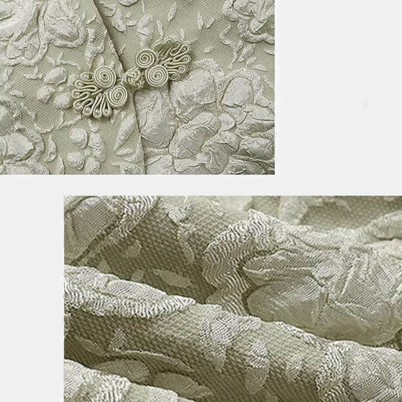 T-Shirt Skirt Vintage Printed Green Tradition Embroidery Lapel