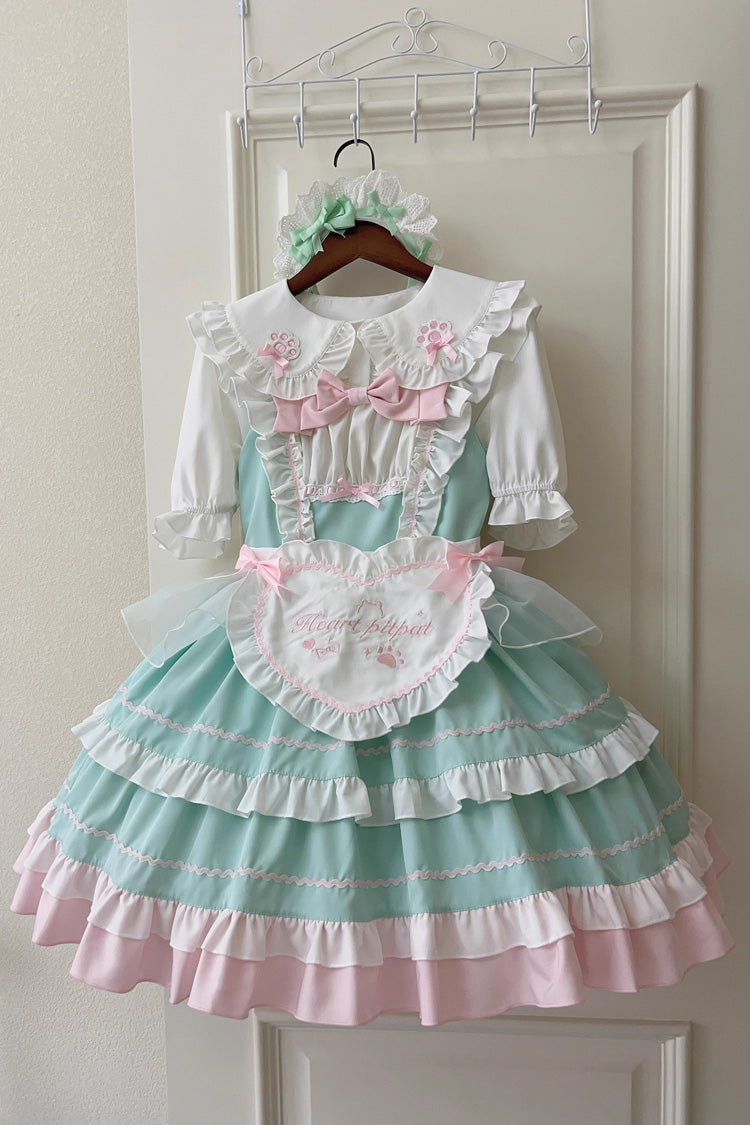 Cat-Ear Story Layered Ruffled Bowknot JSK Lolita Dress in Four Colors