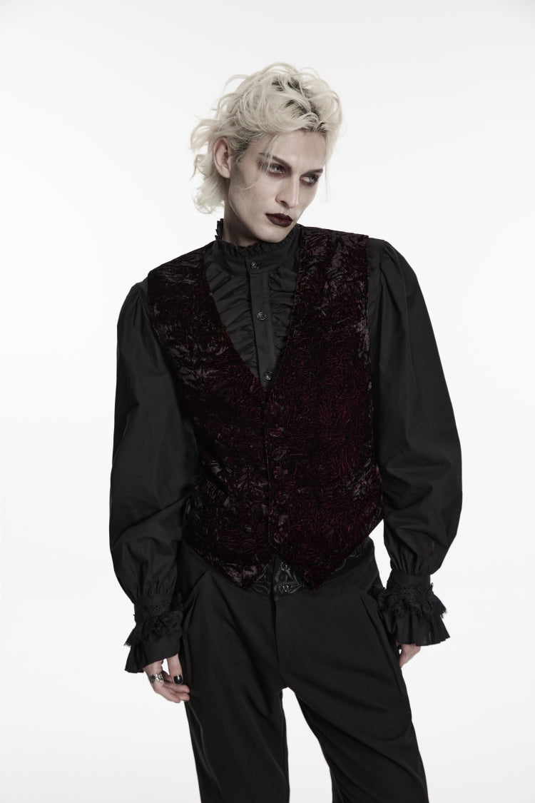 V Collar Velvet Retro Vest with Buckle