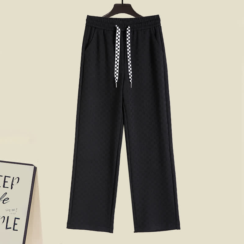 Casual Pants Stripe Black Sweater Pattern Heart