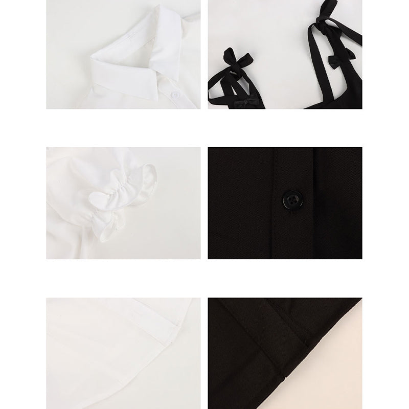 Ensemble robe à lacets avec t-shirt à manches bouffantes Kawaii