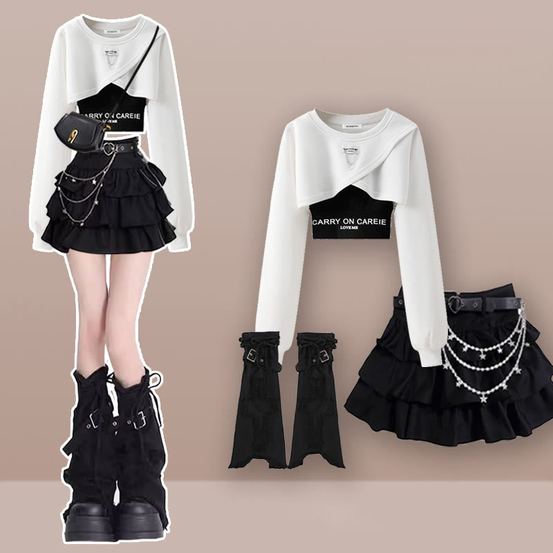 Cami Hollow Pieces Skirt Set Four Out Belt Leg Gaiters Top